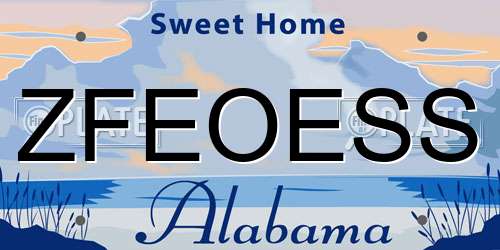 ZFEOESS Alabama License Plate