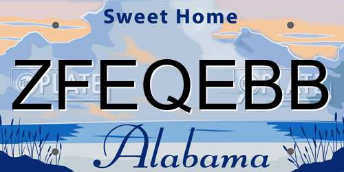 ZFEQEBB Alabama License Plate