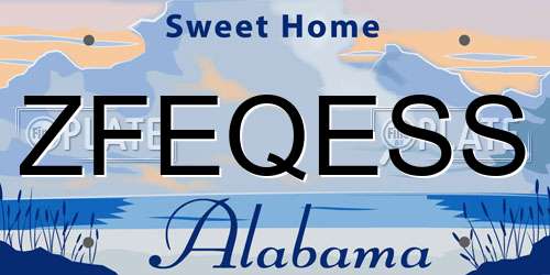 ZFEQESS Alabama License Plate