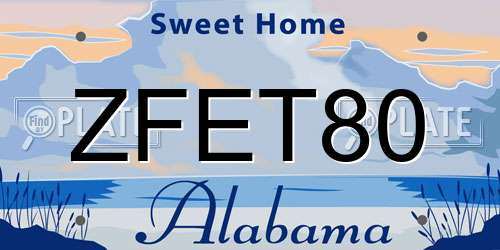 ZFET80 Alabama License Plate