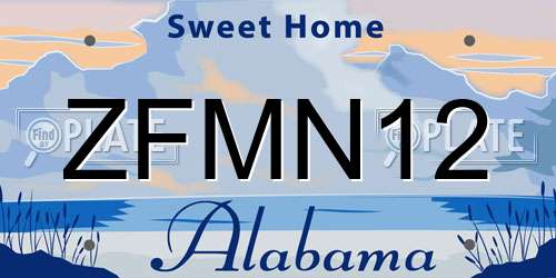 ZFMN12 Alabama License Plate