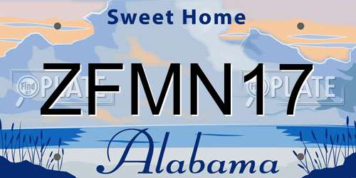 ZFMN17 Alabama License Plate