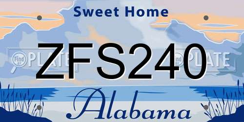 ZFS240 Alabama License Plate
