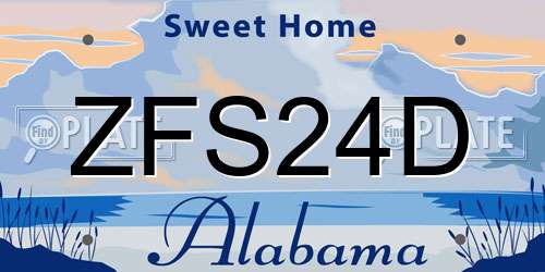 ZFS24D Alabama License Plate
