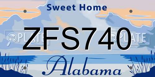 ZFS740 Alabama License Plate