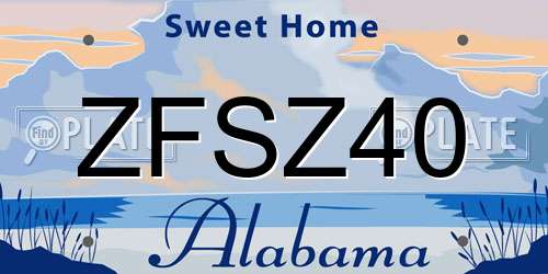 ZFSZ40 Alabama License Plate