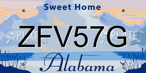 ZFV57G Alabama License Plate
