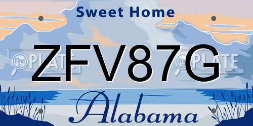 ZFV87G Alabama License Plate