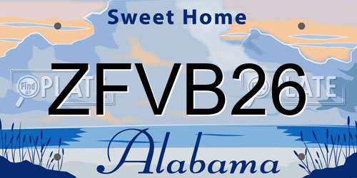 ZFVB26 Alabama License Plate