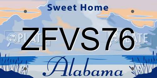 ZFVS76 Alabama License Plate