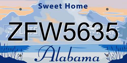ZFW5635 Alabama License Plate