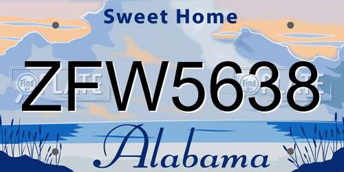 ZFW5638 Alabama License Plate