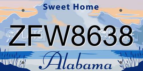 ZFW8638 Alabama License Plate