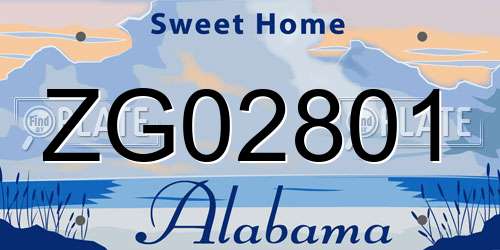ZG02801 Alabama License Plate