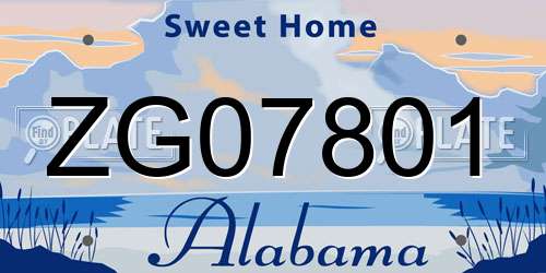 ZG07801 Alabama License Plate
