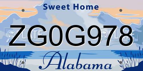 ZG0G978 Alabama License Plate