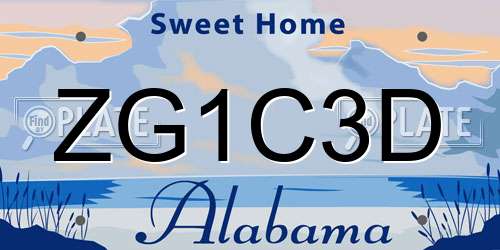ZG1C3D Alabama License Plate