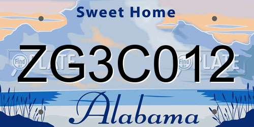 ZG3C012 Alabama License Plate