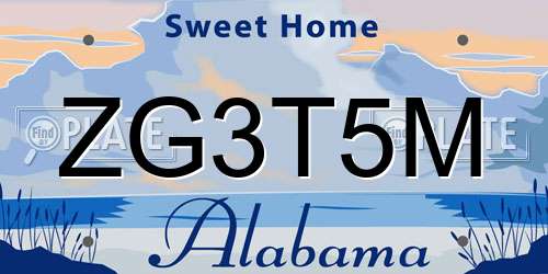 ZG3T5M Alabama License Plate