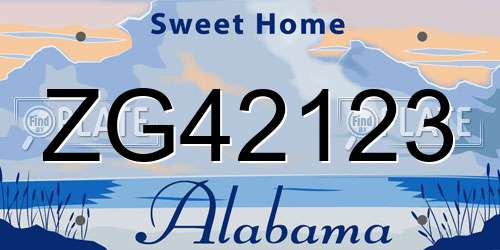 ZG42123 Alabama License Plate