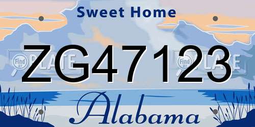 ZG47123 Alabama License Plate