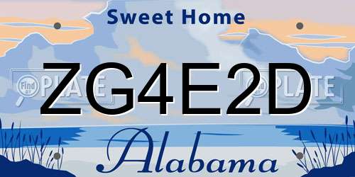 ZG4E2D Alabama License Plate