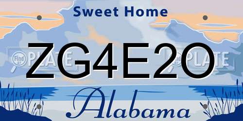 ZG4E2O Alabama License Plate