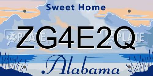 ZG4E2Q Alabama License Plate