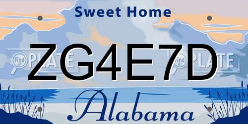 ZG4E7D Alabama License Plate