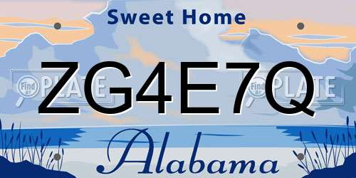 ZG4E7Q Alabama License Plate
