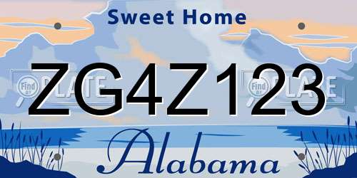 ZG4Z123 Alabama License Plate