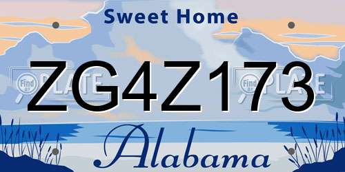 ZG4Z173 Alabama License Plate