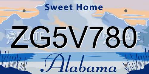 ZG5V780 Alabama License Plate