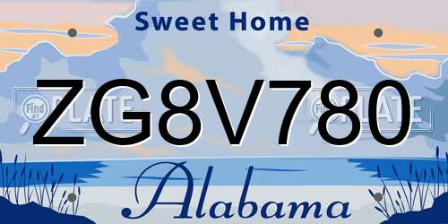 ZG8V780 Alabama License Plate