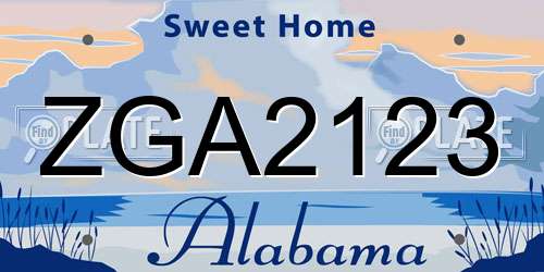 ZGA2123 Alabama License Plate