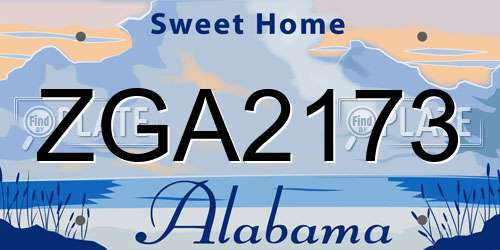 ZGA2173 Alabama License Plate