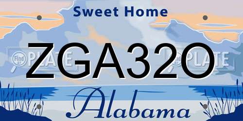 ZGA32O Alabama License Plate