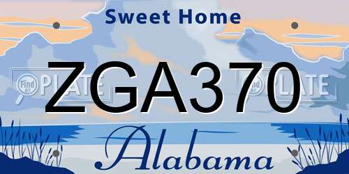 ZGA370 Alabama License Plate