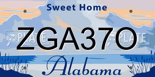 ZGA37O Alabama License Plate