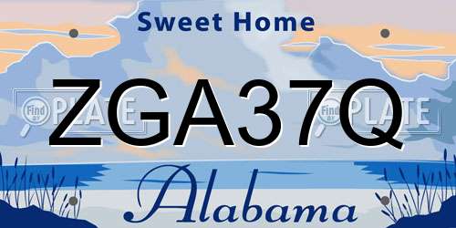 ZGA37Q Alabama License Plate