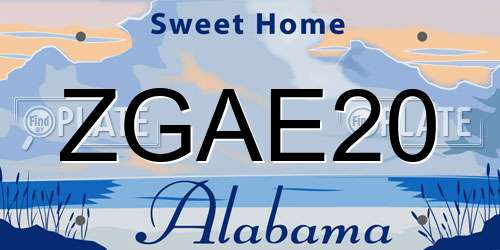 ZGAE20 Alabama License Plate