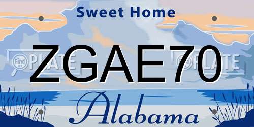 ZGAE70 Alabama License Plate