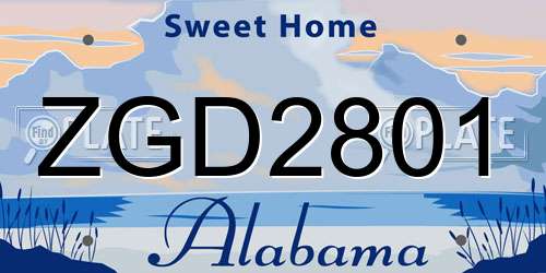 ZGD2801 Alabama License Plate