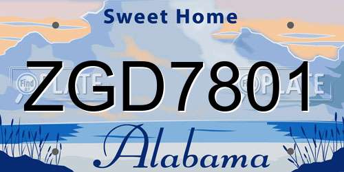 ZGD7801 Alabama License Plate