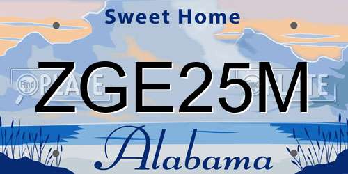 ZGE25M Alabama License Plate