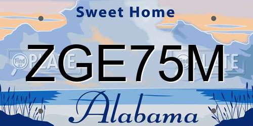 ZGE75M Alabama License Plate