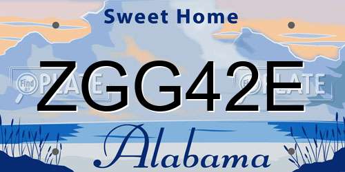 ZGG42E Alabama License Plate