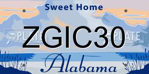 ZGIC30 Alabama License Plate