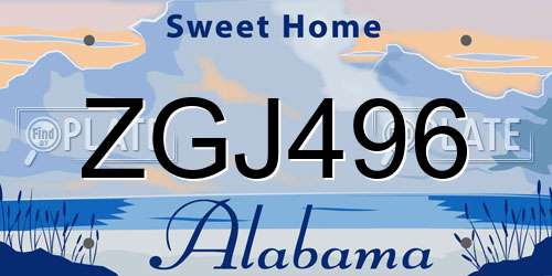 ZGJ496 Alabama License Plate