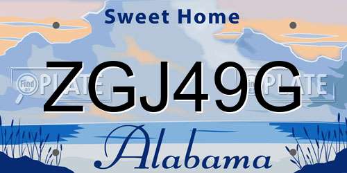 ZGJ49G Alabama License Plate